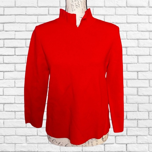Red Cowl Neck Sweater with Long Sleeves - Picture 1 of 5